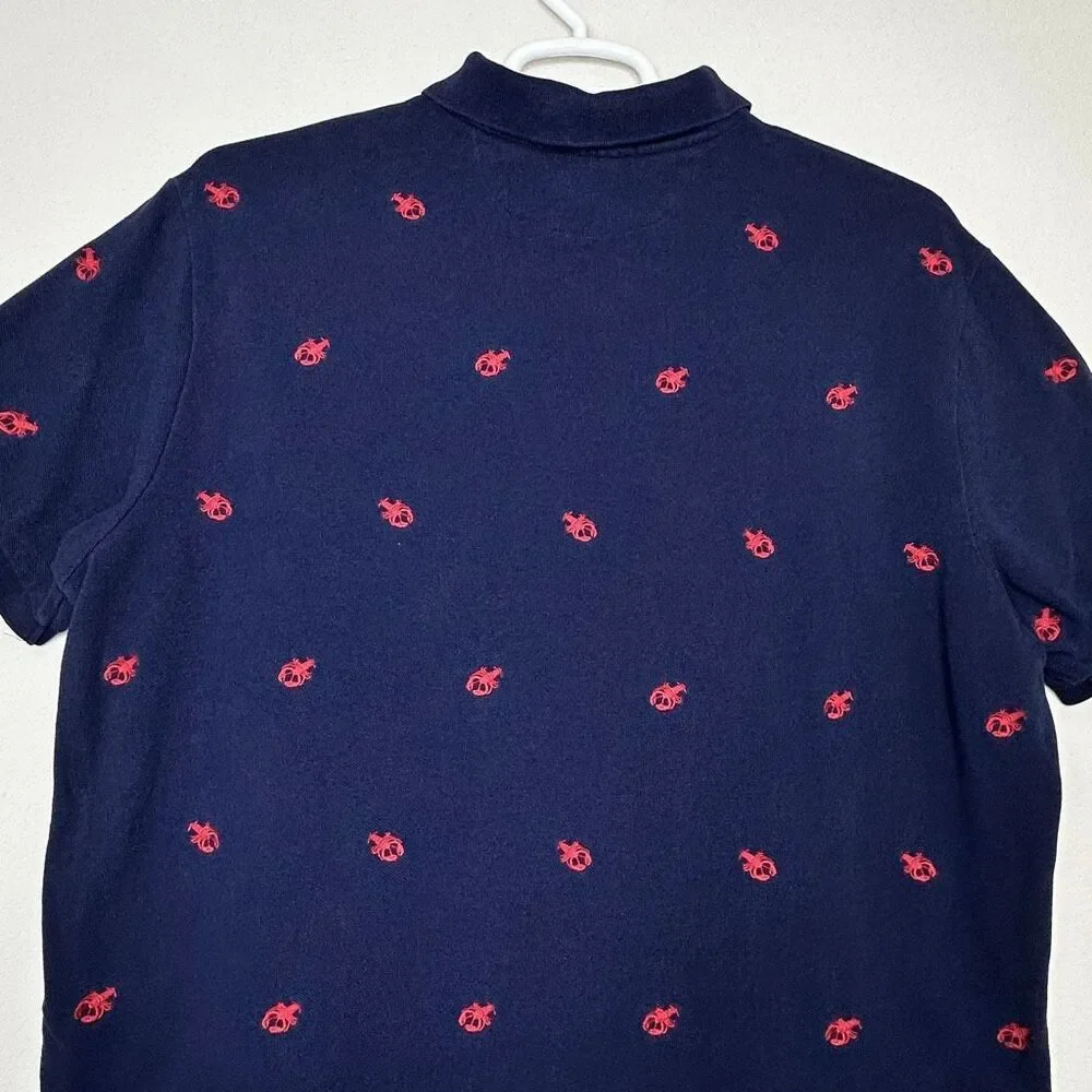 Polo Ralph Lauren Lobster Print Polo Shirt XXL Navy Red Embroidered Preppy